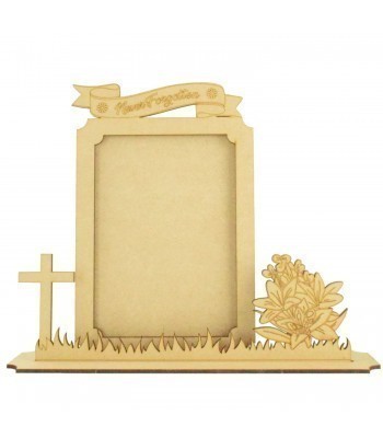 Laser Cut 3mm 'Never Forgotten' 3D Remembrance Photo Frame on a stand